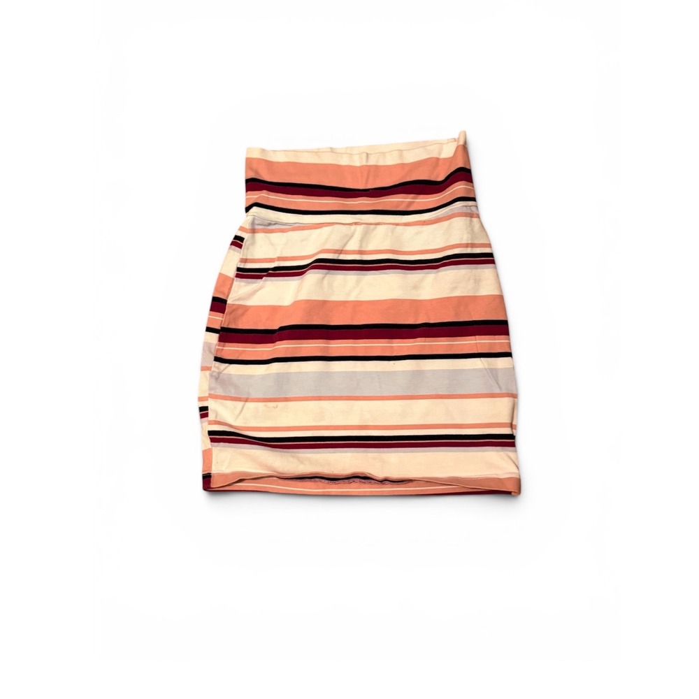 Charlotte Russe Pink Striped Bodycon Mini Skirt Womens XS High Waisted Knit
